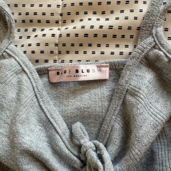 Blue Blush Gray Ribbed Drawstring Cami - Picture 3 of 3